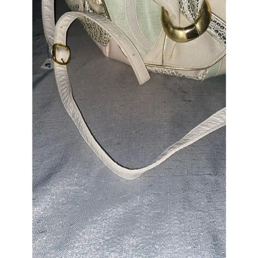 Women's Nas Bag White and Gold and pink Handbag